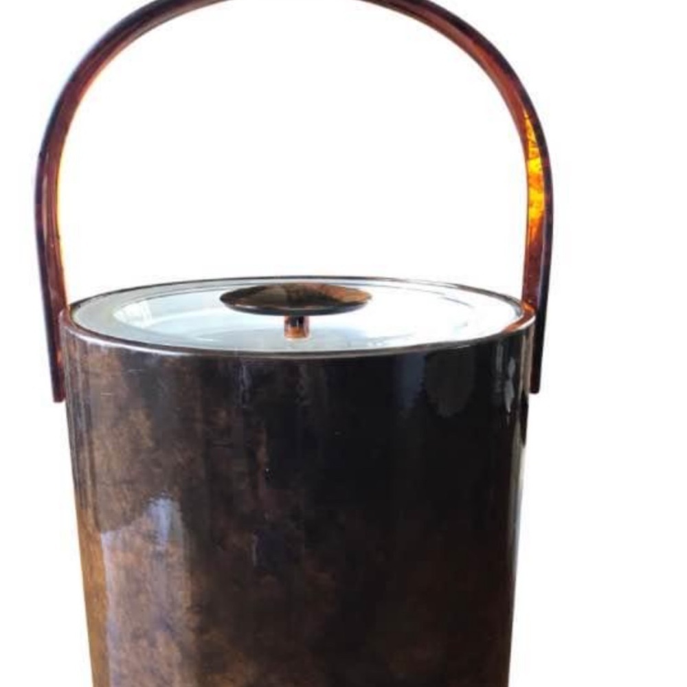 Georges Briard Brown  Ice Bucket with Handle- mid century 70’s great condition
